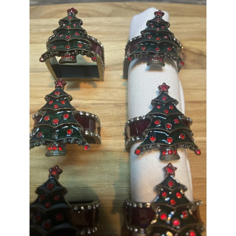 Christmas Tree Design‎ Napkin Rings Set of 8 Holiday dinner table